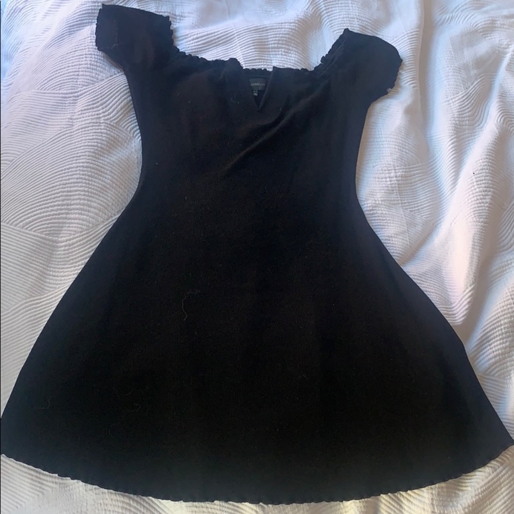 Majorelle black off the shoulder dress with V